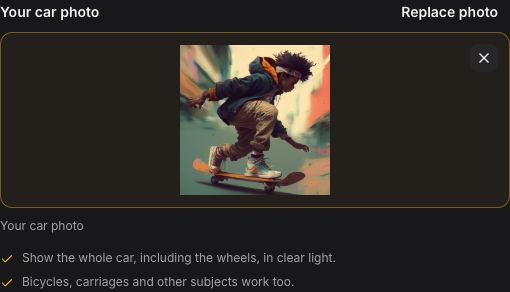 Photo d’un skateur importée dans l’espace de création Roadster AI